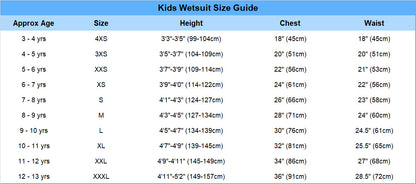 Kids Winter Wetsuit (Unisex Fit)- ARC 5/4mm Outdoor Centre/Coasteering Back Zip