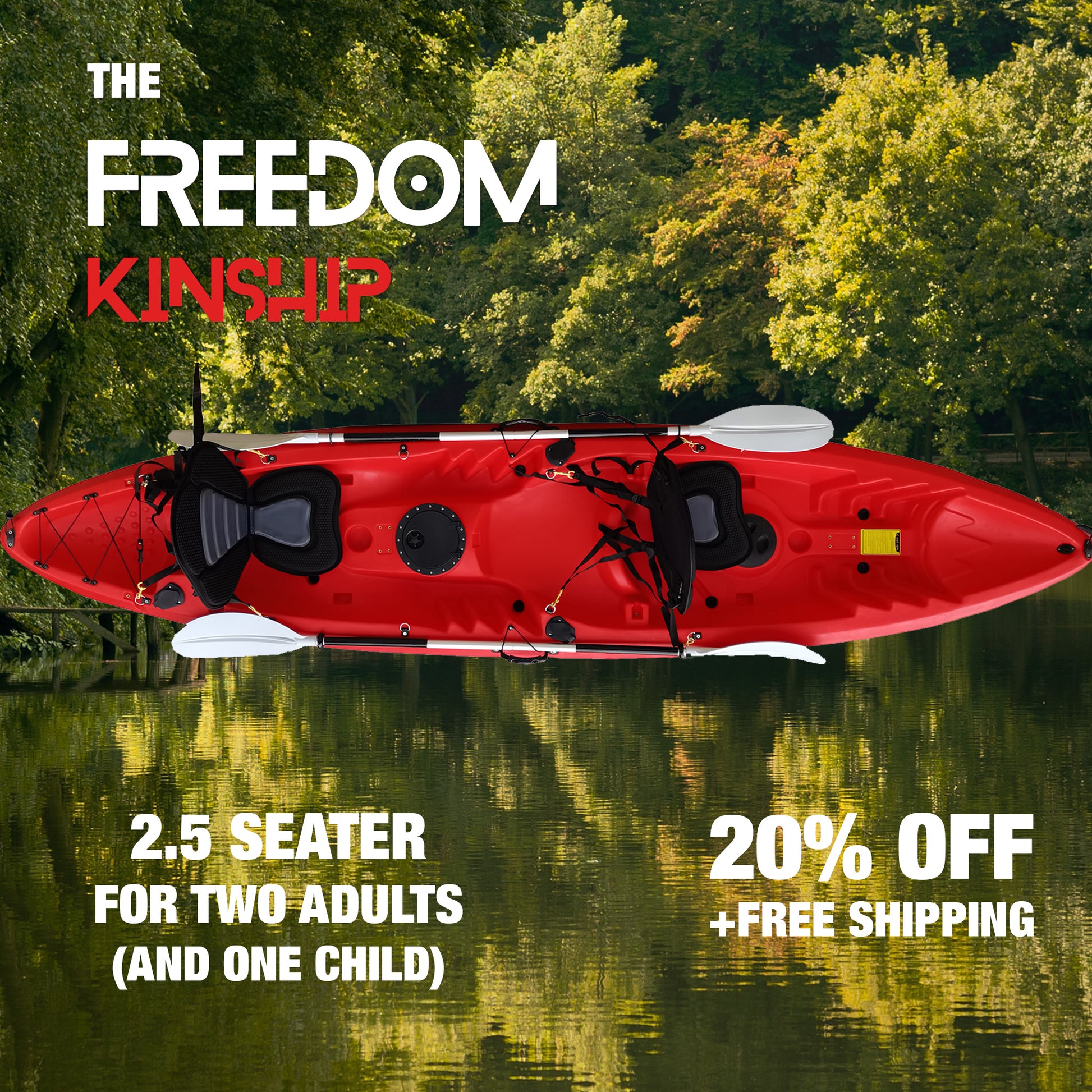 Freedom Sit On Top Triple Kayak, 3 Person