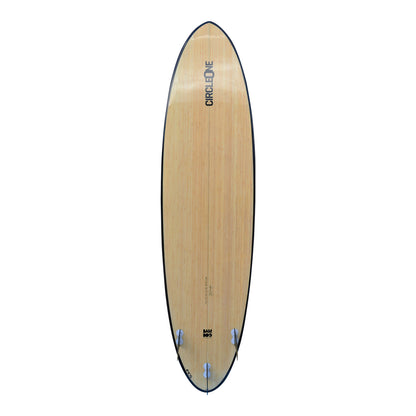 7′ 2″ Bamboo Round Tail Mini Mal Surfboard Package – Includes Bag, Leash, Fins & Wax