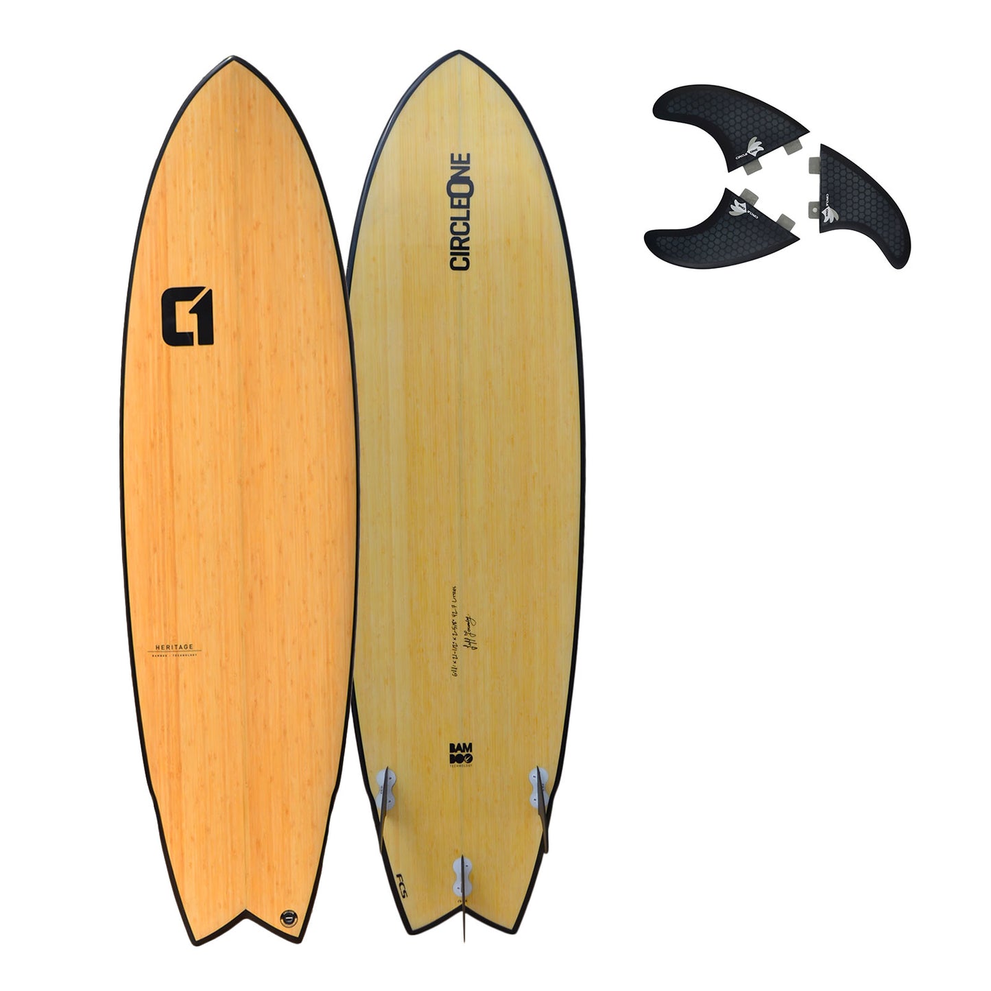 6′ 11″ Bamboo Wing Swallow Tail Surfboard Package – Includes Bag, Leash, Fins & Wax