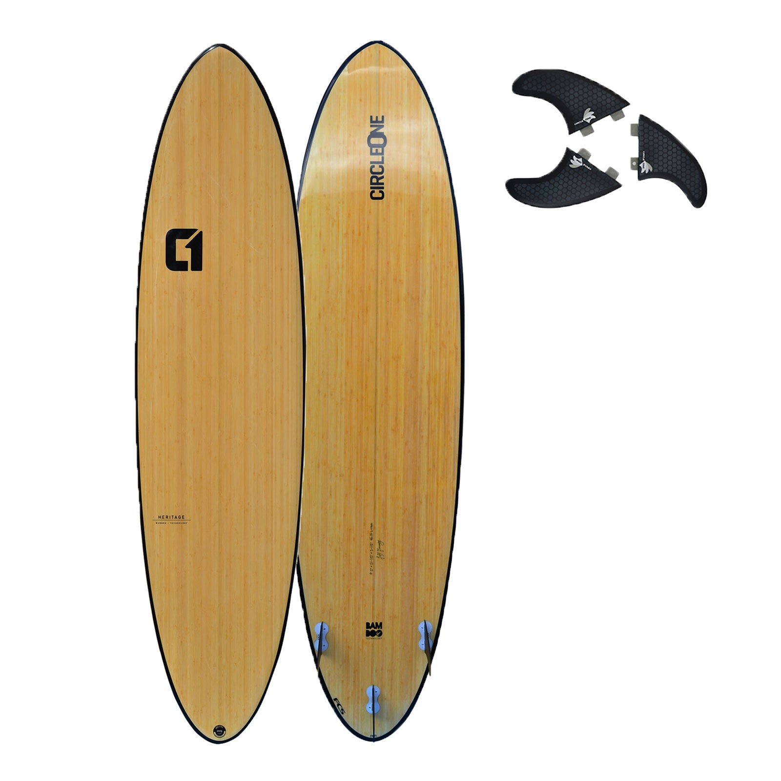 7′ 6″ Bamboo Round Tail Mini Mal Surfboard | Funky Town Shop