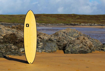 7′ 6″ Bamboo Round Tail Mini Mal Surfboard | Funky Town Shop