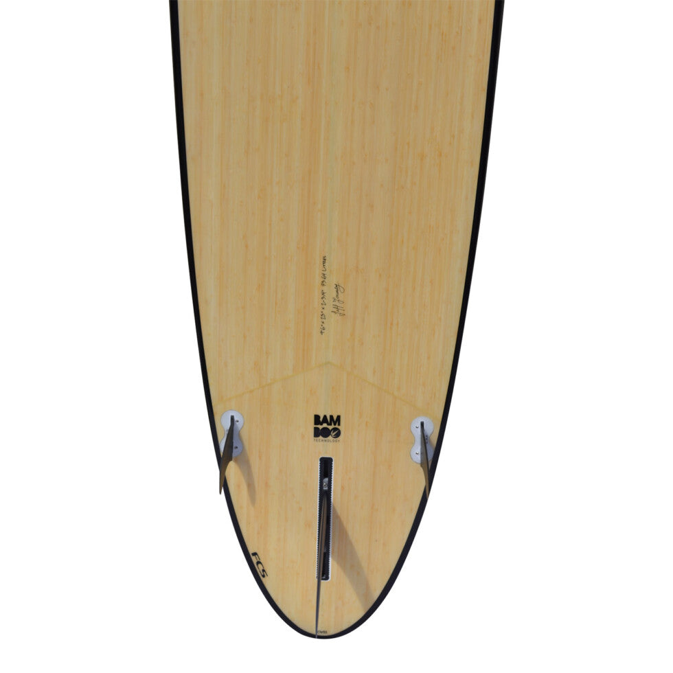 9′ 6″ Bamboo Round Pin Tail Longboard Surfboard Package – Includes Bag, Leash, Fins & Wax