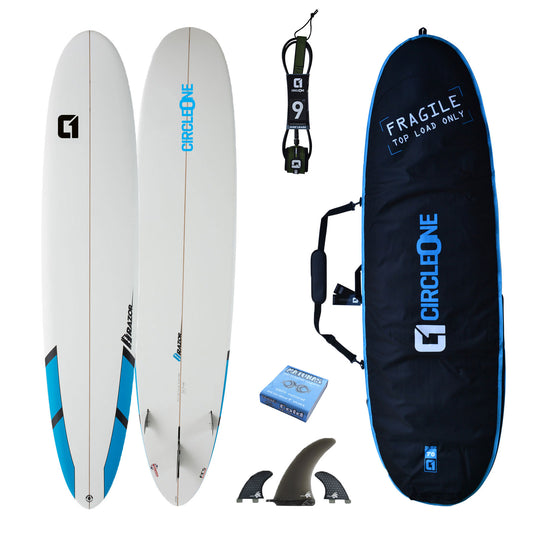 9ft Razor Longboard Surfboard Package – Includes Bag, Fins, Wax & Leash